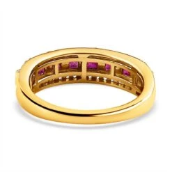 AAA Afrikanischer Rubin (Fissure Gefüllt), Weißer Zirkon Ring, 925 Silber Gelbgold Vermeil (Größe 18.00) Ca. 1.35 Ct 12 AAA Afrikanischer Rubin (Fissure Gefüllt), Weißer Zirkon Ring, 925 Silber Gelbgold Vermeil (Größe 18.00) Ca. 1.35 Ct -Mode Zubehör Geschäft 7512464 5