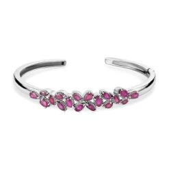 Afrikanischer Rubin (Fissure Gefüllt) Armreif, Ca. 19 Cm Edelstahl, Ca. 4.52 Ct