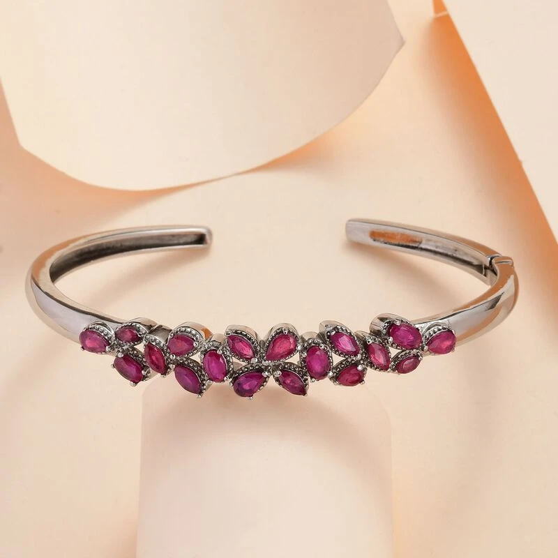 Afrikanischer Rubin (Fissure Gefüllt) Armreif, Ca. 19 Cm Edelstahl, Ca. 4.52 Ct 2 Afrikanischer Rubin (Fissure Gefüllt) Armreif, Ca. 19 Cm Edelstahl, Ca. 4.52 Ct – Bild 2