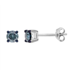 Blauer Diamant Ohrringe, SGL Zertifiziert I1-I2, 585 Gold Ca. 0.50 Ct