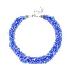 Blaue Facettierte Glaskugel Strang Halskette, Ca. 45+5 Cm