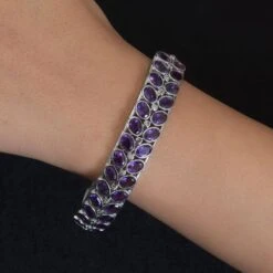 Afrikanischer Amethyst, Weißer Zirkon Armreif, Ca. 19 Cm Edelstahl, Ca. 12.20 Ct -Mode Zubehör Geschäft 7522968 2