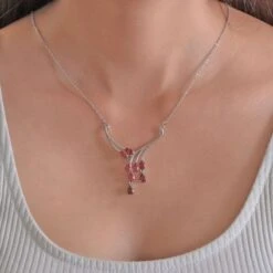 Roter Granat Halskette Ca. 45 Cm Edelstahl Ca. 3.61 Ct -Mode Zubehör Geschäft 7536877 2