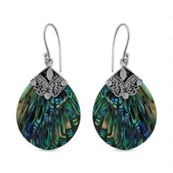 Royal Bali Kollektion - Abalone Muschel Ohrringe 925 Silber Ca. 2.00 Ct