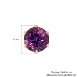Afrikanischer Amethyst, Weißer Zirkon Ohrringe 925 Silber Gelbgold Vermeil Ca. 8.24 Ct -Mode Zubehör Geschäft 7549290 4