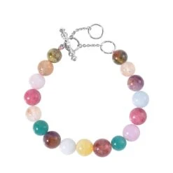 Mode Zubehör Geschäft 13 AAA Mehrfarbig Edelsteine, Roter Granat Armband Ca. 18 Cm 925 Silber Rhodiniert Ca. 138.59 Ct