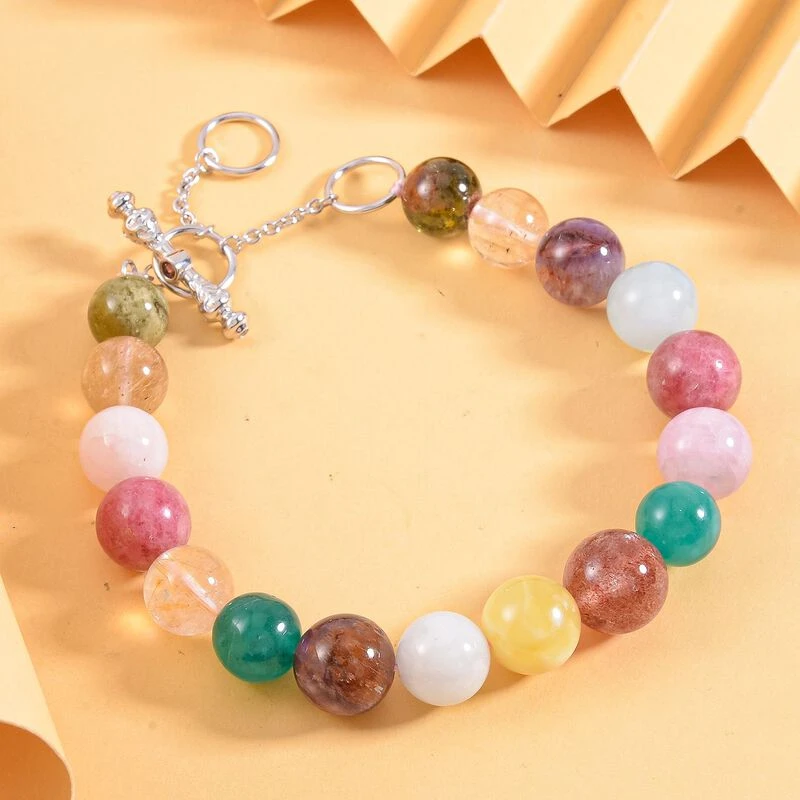 AAA Mehrfarbig Edelsteine, Roter Granat Armband Ca. 18 Cm 925 Silber Rhodiniert Ca. 138.59 Ct 2 AAA Mehrfarbig Edelsteine, Roter Granat Armband Ca. 18 Cm 925 Silber Rhodiniert Ca. 138.59 Ct – Bild 2