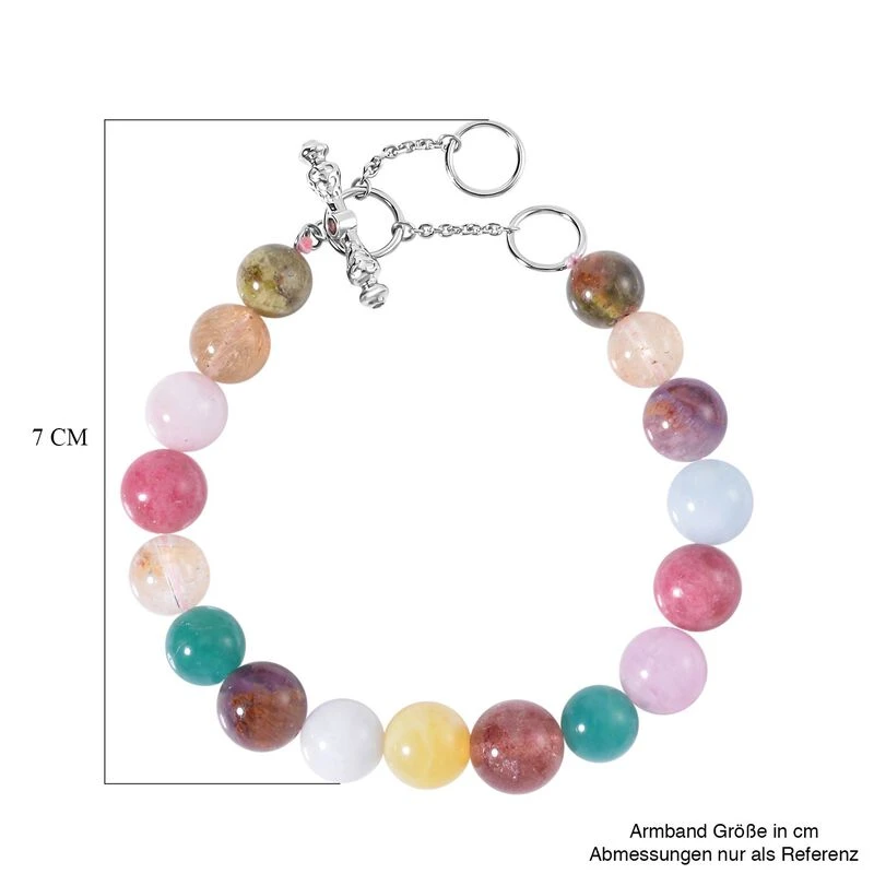 AAA Mehrfarbig Edelsteine, Roter Granat Armband Ca. 18 Cm 925 Silber Rhodiniert Ca. 138.59 Ct 5 AAA Mehrfarbig Edelsteine, Roter Granat Armband Ca. 18 Cm 925 Silber Rhodiniert Ca. 138.59 Ct – Bild 5