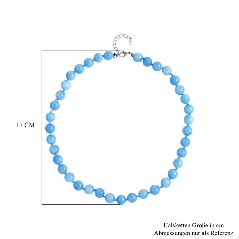 Blauer Quarzit Halskette, (9-11mm), Ca. 45 Cm, Reiner Edelstahl, Ca. 296.00 Ct 4 Blauer Quarzit Halskette, (9-11mm), Ca. 45 Cm, Reiner Edelstahl, Ca. 296.00 Ct – Bild 4