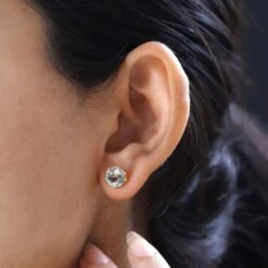 Prasiolite Ohrringe, 925 Silber Gelbgold Vermeil Ca. 4.12 Ct -Mode Zubehör Geschäft 7552752 2