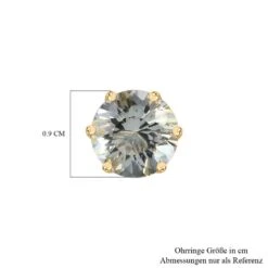 Prasiolite Ohrringe, 925 Silber Gelbgold Vermeil Ca. 4.12 Ct -Mode Zubehör Geschäft 7552752 4