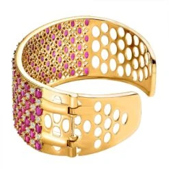 Afrikanischer Rubin (Fissure Gefüllt), Weißer Zirkon Armreif Ca. 19 Cm 925 Silber Vergoldet Ca. 40.30 Ct 9 Afrikanischer Rubin (Fissure Gefüllt), Weißer Zirkon Armreif Ca. 19 Cm 925 Silber Vergoldet Ca. 40.30 Ct -Mode Zubehör Geschäft 7558587 3