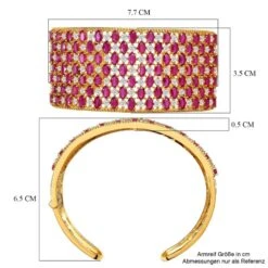 Afrikanischer Rubin (Fissure Gefüllt), Weißer Zirkon Armreif Ca. 19 Cm 925 Silber Vergoldet Ca. 40.30 Ct 11 Afrikanischer Rubin (Fissure Gefüllt), Weißer Zirkon Armreif Ca. 19 Cm 925 Silber Vergoldet Ca. 40.30 Ct -Mode Zubehör Geschäft 7558587 5