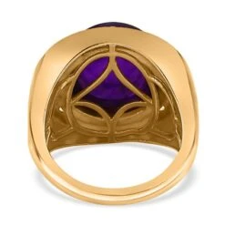 Afrikanischer Amethyst, Weißer Zirkon Ring, 925 Silber Vergoldet (Größe 17.00) Ca. 9.38 Ct -Mode Zubehör Geschäft 7561003 5