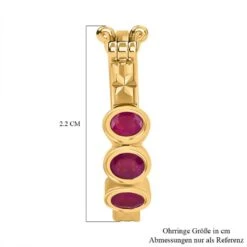 Afrikanischer Rubin (Fissure Gefüllt) Ohrringe 925 Silber Gelbgold Vermeil Ca. 1.63 Ct -Mode Zubehör Geschäft 7562872 4
