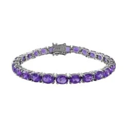 AA Lusaka Amethyst Armband, Ca. 19 Cm 925 Silber Platiniert Ca. 18.20 Ct