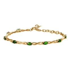 Natürlicher Chromdiopsid Armband Ca. 19 Cm 925 Silber Vergoldet Ca. 2.20 Ct