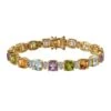 Mehrfarbiges Edelstein Armband Ca. 18 Cm 925 Silber Vergoldet Ca. 18.96 Ct