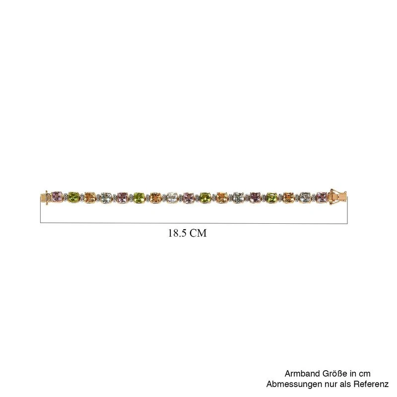 Mehrfarbiges Edelstein Armband Ca. 18 Cm 925 Silber Vergoldet Ca. 18.96 Ct 5 Mehrfarbiges Edelstein Armband Ca. 18 Cm 925 Silber Vergoldet Ca. 18.96 Ct – Bild 5