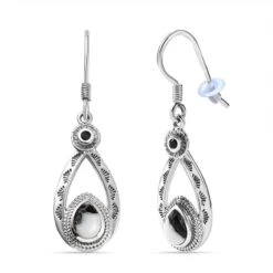 Weißer Büffel, Schwarzer Spinell Ohrringe 925 Silber Platiniert Ca. 1.58 Ct -Mode Zubehör Geschäft 7571418 3