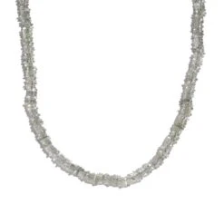 Grüner Amethyst Halskette Ca. 50 Cm 925 Silber Ca. 137.00 Ct