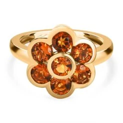 AA Madeira Citrin Ring, 925 Silber Vergoldet (Größe 20.00) Ca. 1.60 Ct