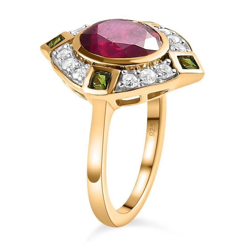 1A Afrikanischer Rubin (Fissure Gefüllt), Natürlicher Chromdiopsid Ringe 925 Silber Vergoldet (Größe 19.00) Ca. 3.11 Ct 5 1A Afrikanischer Rubin (Fissure Gefüllt), Natürlicher Chromdiopsid Ringe 925 Silber Vergoldet (Größe 19.00) Ca. 3.11 Ct – Bild 5