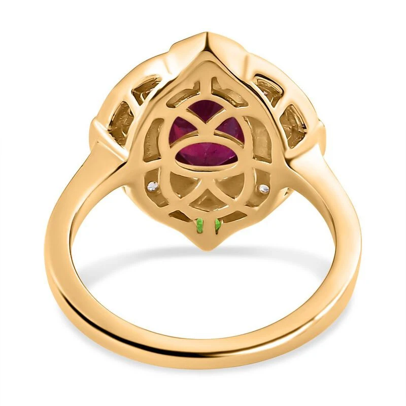 1A Afrikanischer Rubin (Fissure Gefüllt), Natürlicher Chromdiopsid Ringe 925 Silber Vergoldet (Größe 19.00) Ca. 3.11 Ct 6 1A Afrikanischer Rubin (Fissure Gefüllt), Natürlicher Chromdiopsid Ringe 925 Silber Vergoldet (Größe 19.00) Ca. 3.11 Ct – Bild 6