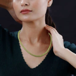 Natürliche Peridot-Halskette, Ca. 50 Cm, 925 Silber Rhodiniert, Ca. 90.00 Ct -Mode Zubehör Geschäft 7598871 1