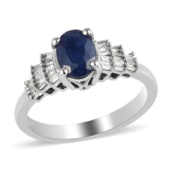 Masoala Saphir (Fissure Gefüllt) Und Diamant Ring 925 Silber Platiniert (Größe 16.00) Ca. 1,35 Ct -Mode Zubehör Geschäft 7835364 3