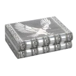 Handgefertigtes, Aluminium-Schmuckkästchen, Silber, Adlerprägung