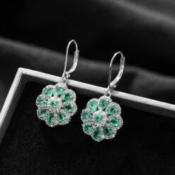 AAA Kagem Sambische Smaragd Und Zirkon-Ohrringe, 925 Silber Rhodiniert Ca. 2.96 Ct