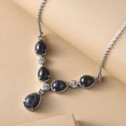 Blaues Aventurin-Collier, Ca. 45 Cm, Edelstahl Ca. 9.07 Ct -Mode Zubehör Geschäft 8862453 2