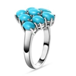Amerikanischer, Natürlicher Sleeping Beauty Türkis-Ring, 925 Silber Platiniert (Größe 16.00) Ca. 2.05 Ct -Mode Zubehör Geschäft 8914189 4