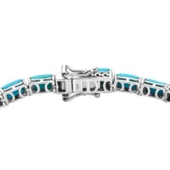 Amerikanisches, Natürliches Sleeping Beauty Türkis Armband, Ca. 19 Cm, 925 Silber Platiniert Ca. 12,65 Ct -Mode Zubehör Geschäft 8958653 3