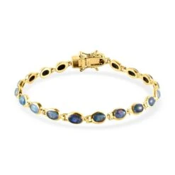 Boulder Opal Triplette-Armband, Ca. 20 Cm, 925 Silber Vergoldet Ca. 6.92 Ct